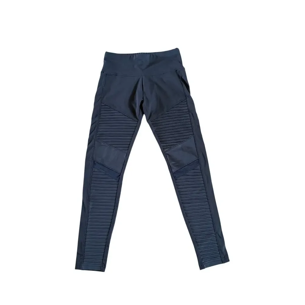 Justice Girls 10 Dark Gray Moto Leggings Athletic Ankle-Length Athleisure Pants